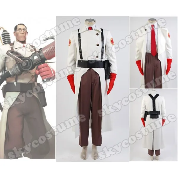 Team Fortress II 2 Медик Костюм наряд равномерное Косплэй костюм полный набор S XXXL|cosplay