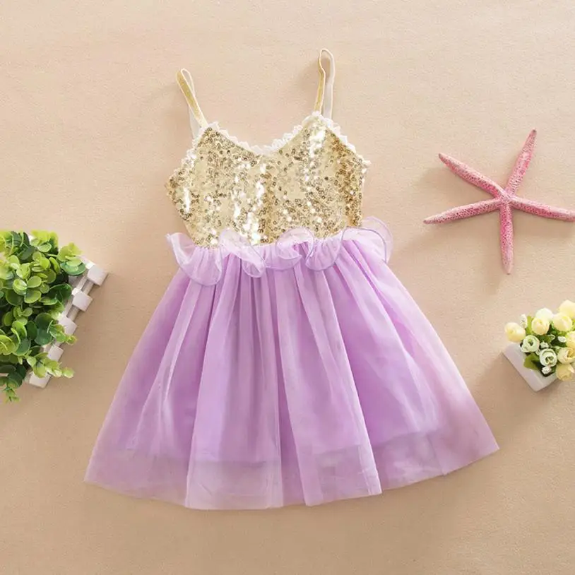 Kids Girls Princess Sequins Toddler Tulle Lace Tutu Slip Dress summer clothes sweet and graceful party star July 21 | Детская одежда и