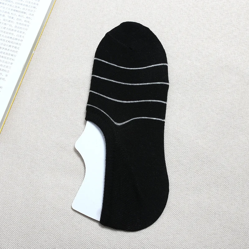 

10Pieces=5 Pairs Spring Summer Cotton Men Boat Socks Solid Color Striped Fashion Wild Shallow Mouth Invisible Sock Slipper Sox