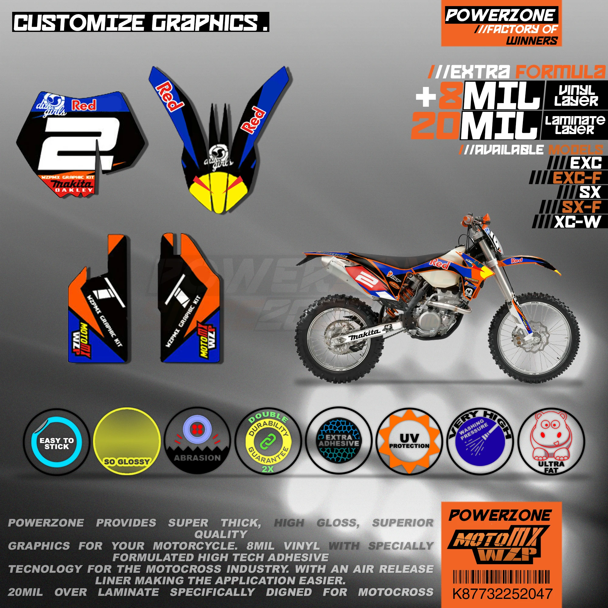Персонализированные графические фоны PowerZone Team наклейки 3M Набор наклеек для KTM SX SXF