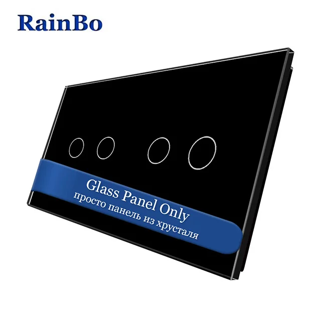 Rainbo Роскошный Crystal White Стекло Панель 2 кадра 2 Gang+ 2 gang переключатель Панель ЕС Стандартный для DIY интимные аксессуары a2922w/B1 - Цвет: Black 2gang-2gang