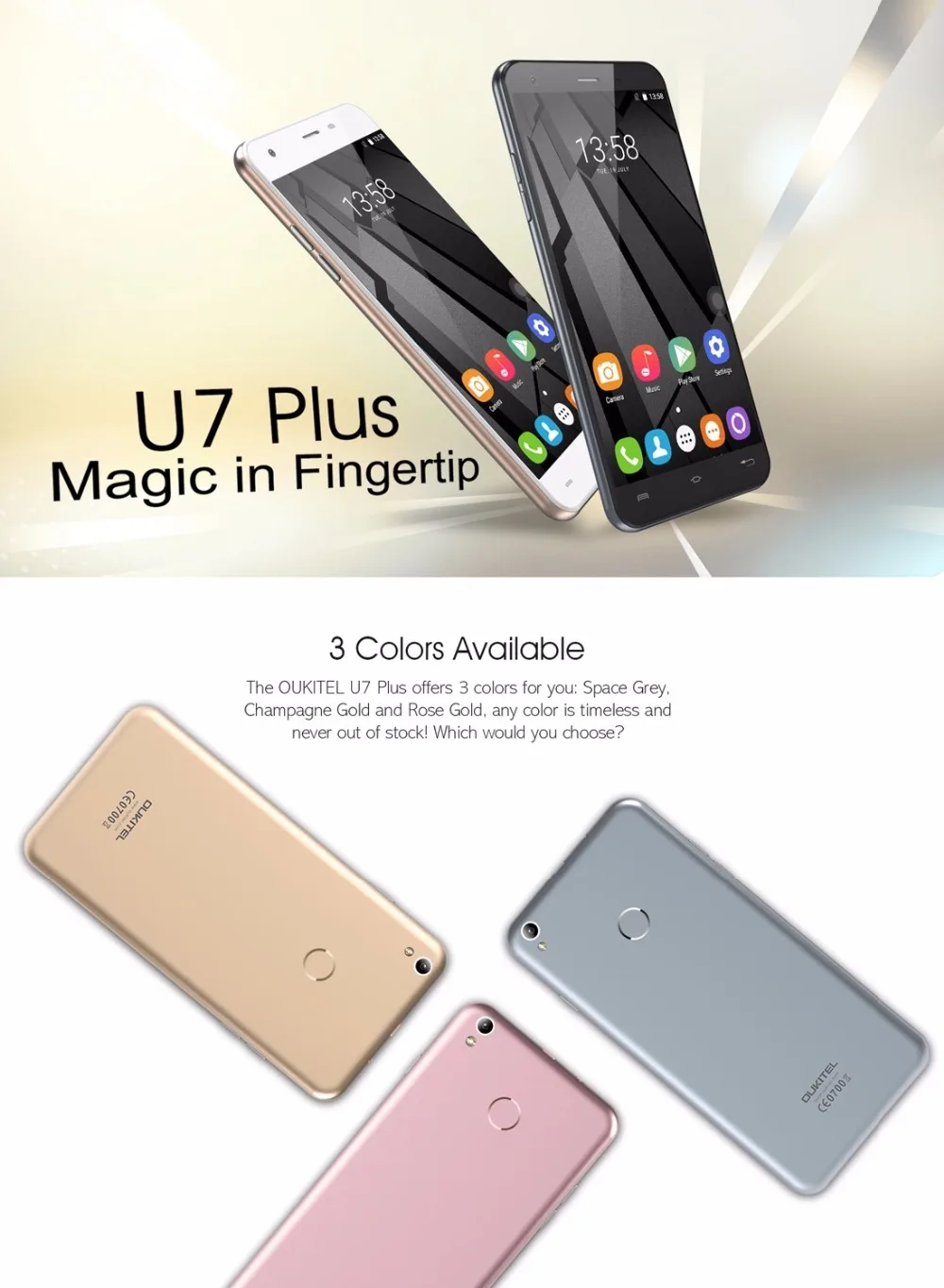 US Version OUKITEL U7 Plus Smartphone 5.5 inch Android 6.0 MTK6737 Quad Core 1.3GHz 2GB RAM 16GB ROM 2500mAh Cheap Phone LTE 4G | Мобильные