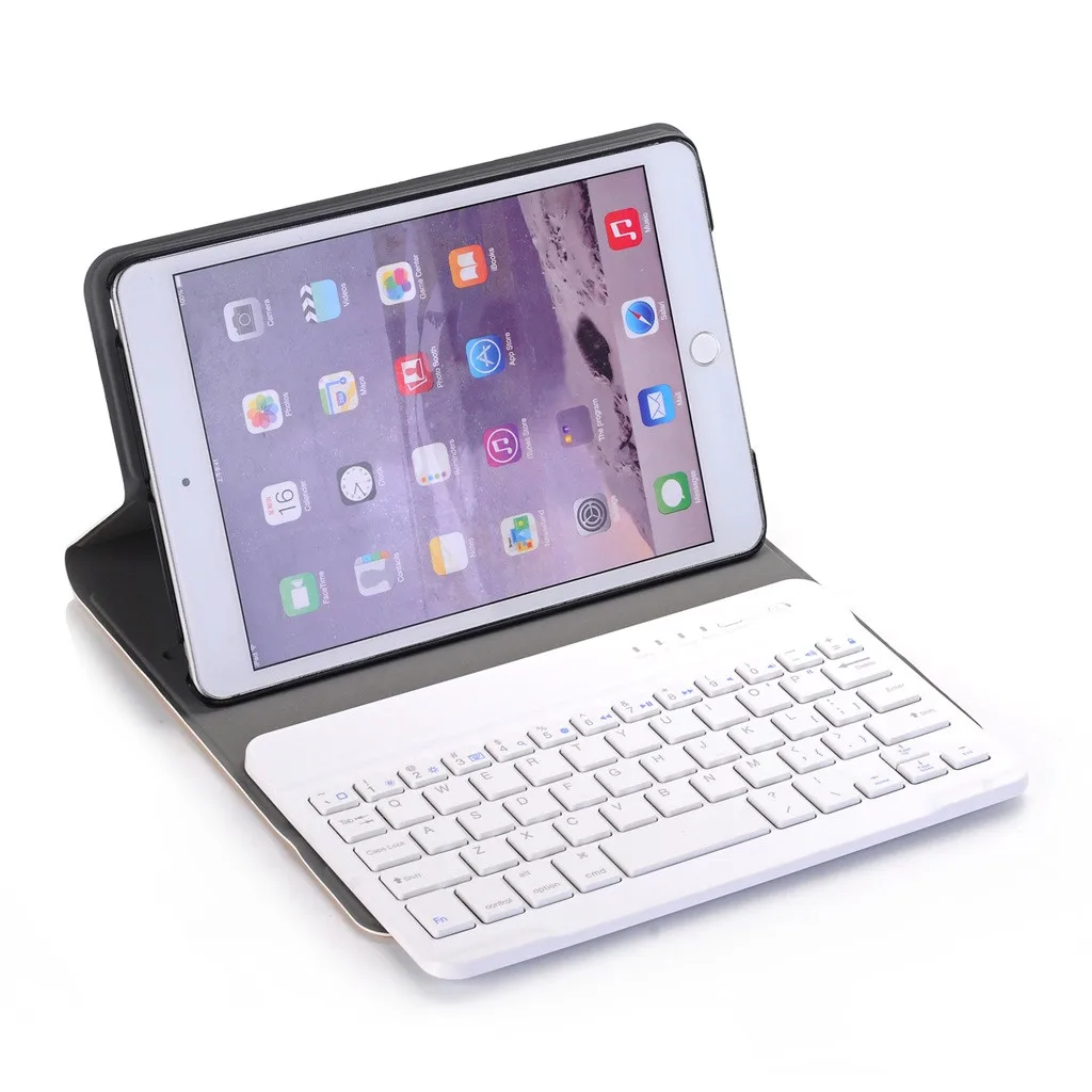 Ультратонкая кожа Чехол Съемная bluetooth-клавиатура чехол для Ipad mini 1,2, 3 чехла чехлы с bluetooth-клавиатура для планшета чехол