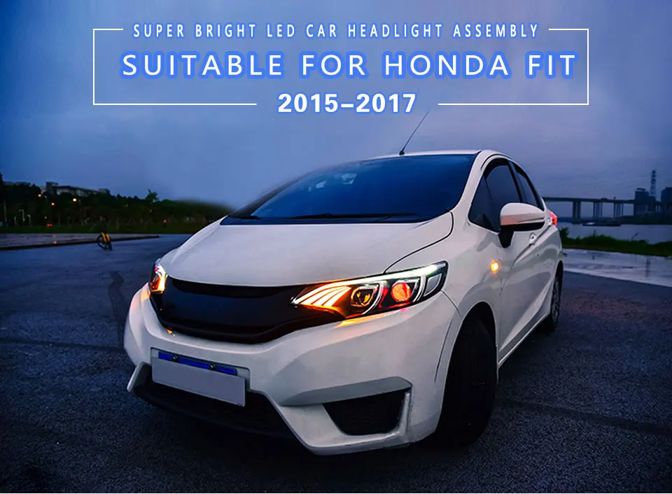 AcooSun светодиодный автомобильный фары в сборе для Honda Fit/JAZZ светодиодный Demon Eyes DRL указатели поворота объектив проектора