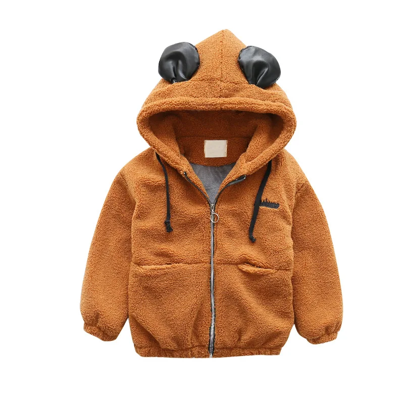 

2018 Winter New Girls Middle School Children Korean Cute Coat Letters Cartoon Velvet Thickened Girl Outwear