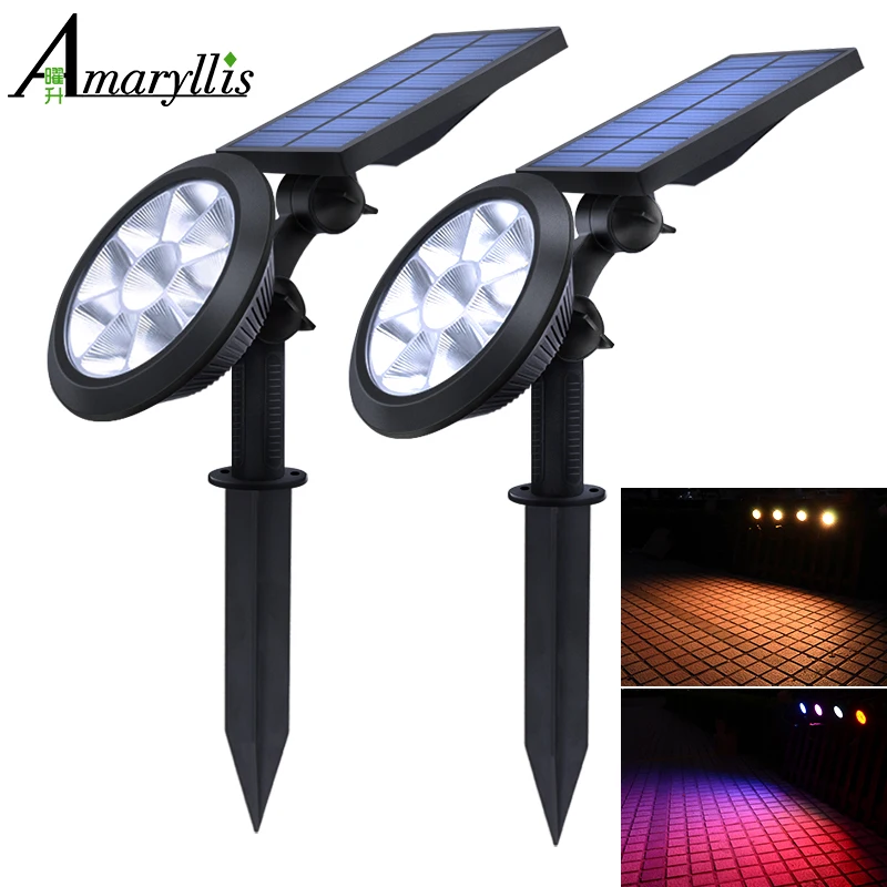 Upgraded Solar Spotlights Waterproof Adjustable 9 LED Wall/Landscape Lights Colorful Lamp for Yard Lawn Garden | Лампы и освещение