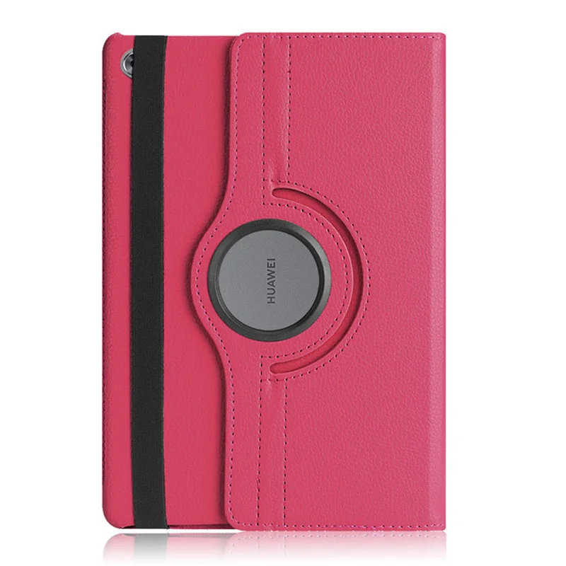 Rose Red 360 Rotating Case For Huawei MediaPad M5 Lite 10 Case BAH2-W09/W19/L09 10.1'' Tablet Smart Auto Sleep / Wake Stand Leather Cover - Цвет: Rose Red