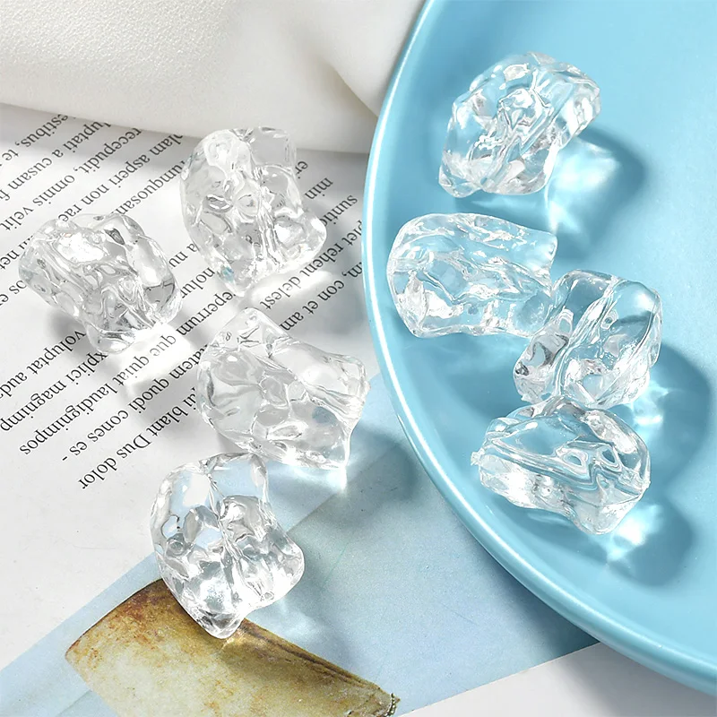 Прозрачные бусины из смолы в форме кубика льда с перфорацией 50 шт./лот аксессуары
