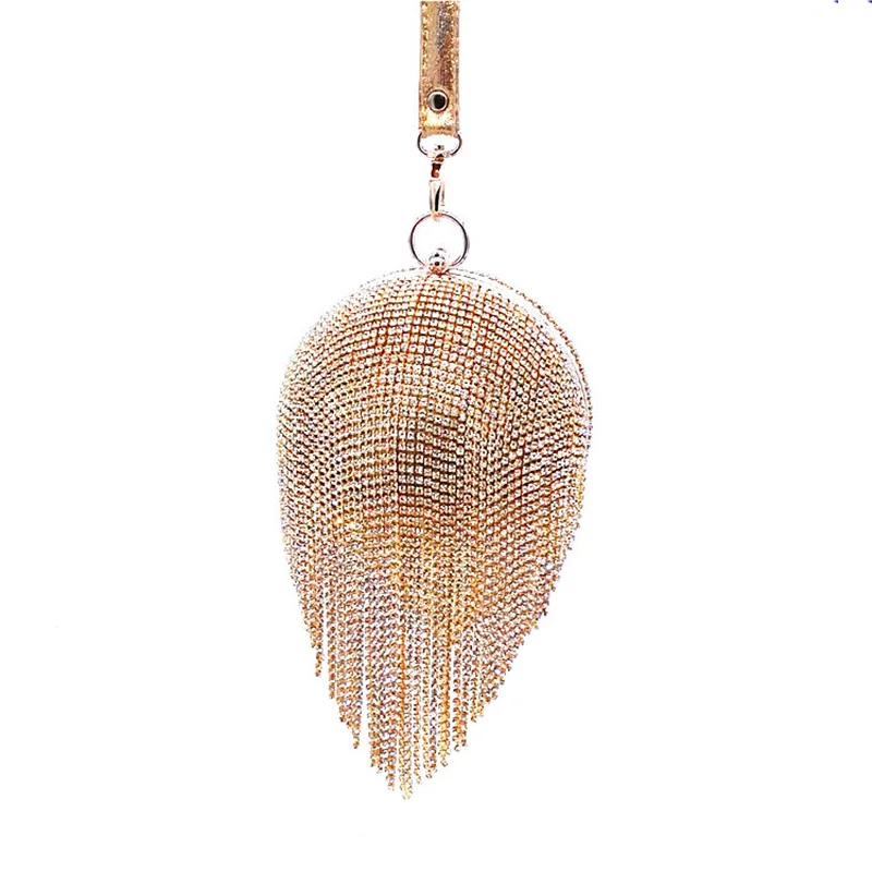 

JOYIR Brand Round Ball Rhinestone Gold Clutch Bags Women Evening Bag Party Wedding Chain Clutch Ball Handbag Purse For Female