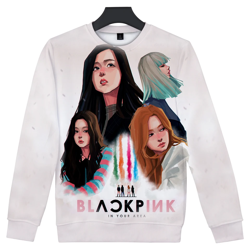 LUCKYFRIDAYF 3D BlackPink монолитным Толстовка Для женщин Для мужчин длинные рукава уличной Корея черный, розовый Autmn Костюмы