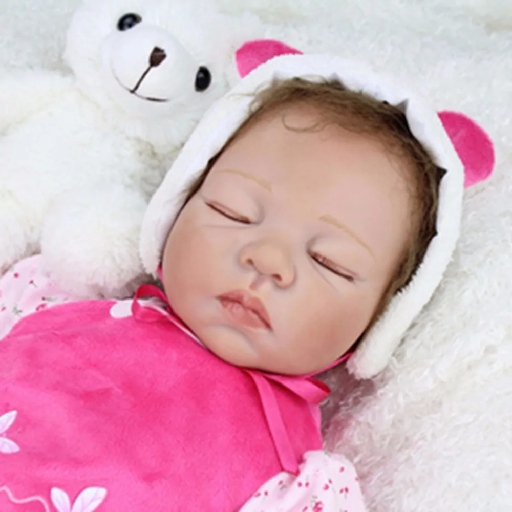 Мягкие силиконовые виниловые куклы 22 дюйма 55 см Кукла Reborn Baby коричневый парик девочка ручной работы хлопок тело реалистичный младенец juguetes игрушки для младенцев
