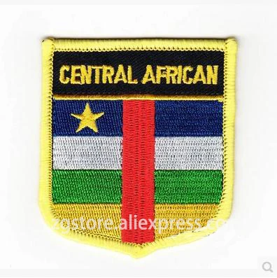 

Hot Sale ! Embroidery Patches National flag Emblem Patches Central African Flag Iron on 7X6CM NGQ1217