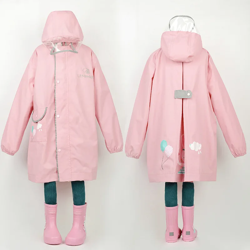 Only Jime Cartoon Waterproof Raincoat Bear Pattern For Kids Rain Coat Rainwear Children‘s Raincoat High Quality Poncho Rainwear - Цвет: Pink