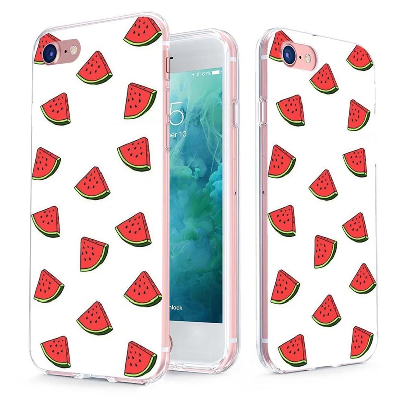 MLCRIYG Soft Phone Case For iPhone 6 6S Plus 7 7Plus 8Plus X TPU Colorful Pizza Cake Watermelon Pattern Fundas C056 |