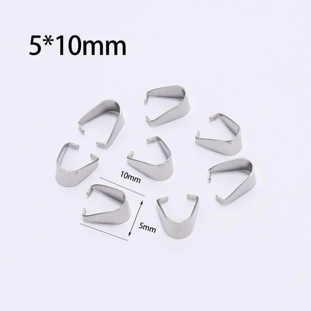 100pcs 5 x 10mm 50/100 шт Нержавеющая сталь Подвеска Pinch Бейл застежками Цепочки и ожерелья, крючки, станок и клипсы разъем для изготовления ювелирных изделий, аксессуары Findings, "сделай сам" - Цвет: 100pcs 5 x 10mm