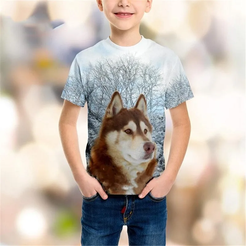 Liumaohua/детская модная Толстовка Футболка с 3D-принтом в виде животных собак