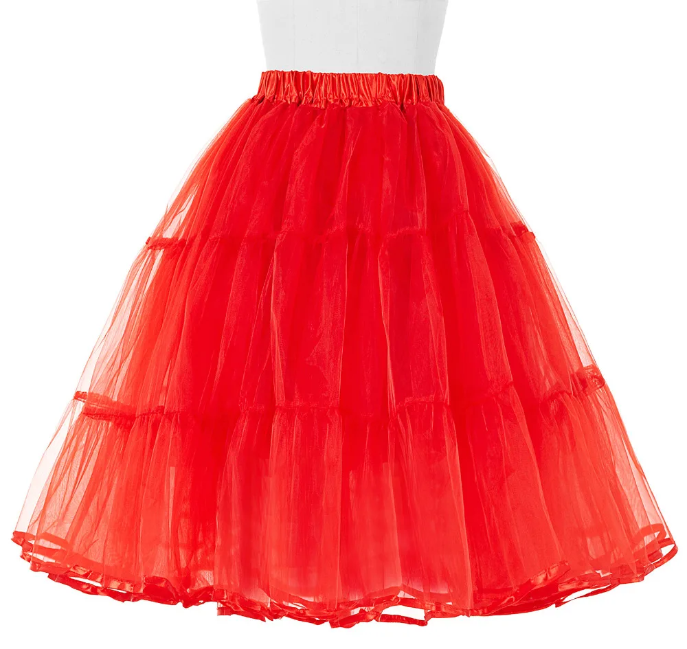 Belle Poque Skirt Women Retro Solid Tulle Black/White/Red Crinoline Girls' Underskirt Summer Party Skirts Woman Petticoat | Женская