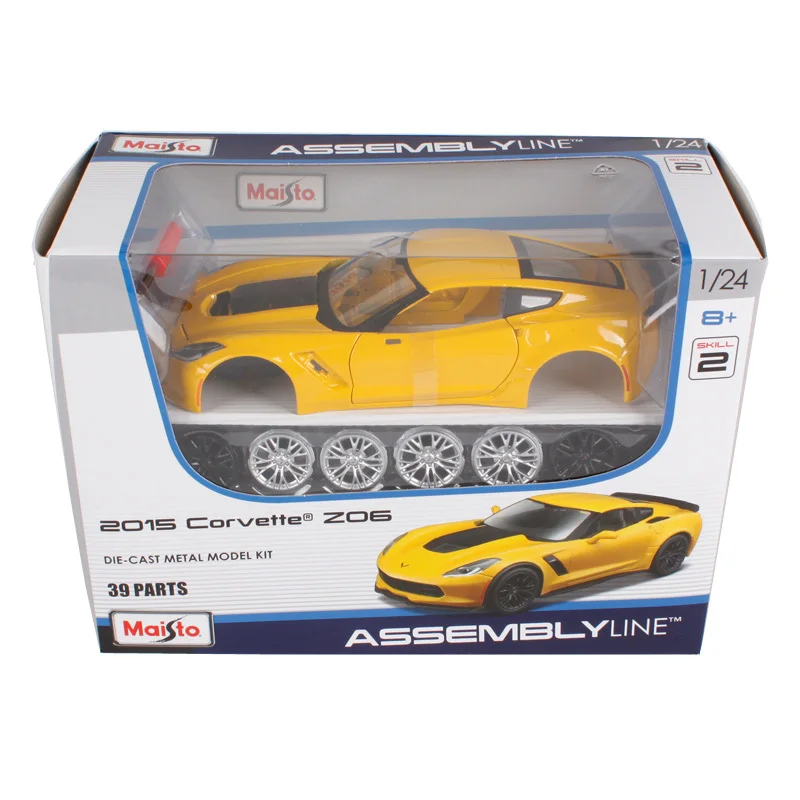 Maisto 1:24 chevrolet corvette z06 сборная линия желтый автомобиль литья под давлением Набор 39