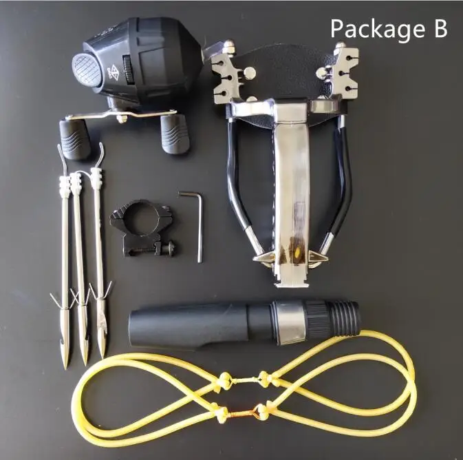 Package B Мощный многофункциональный Стрельба Из Лука Bowfishing стрельба рыбы Рогатка катапульта для охоты лук Рыбалка слинг стрельба рыболовные дротики - Цвет: Package B