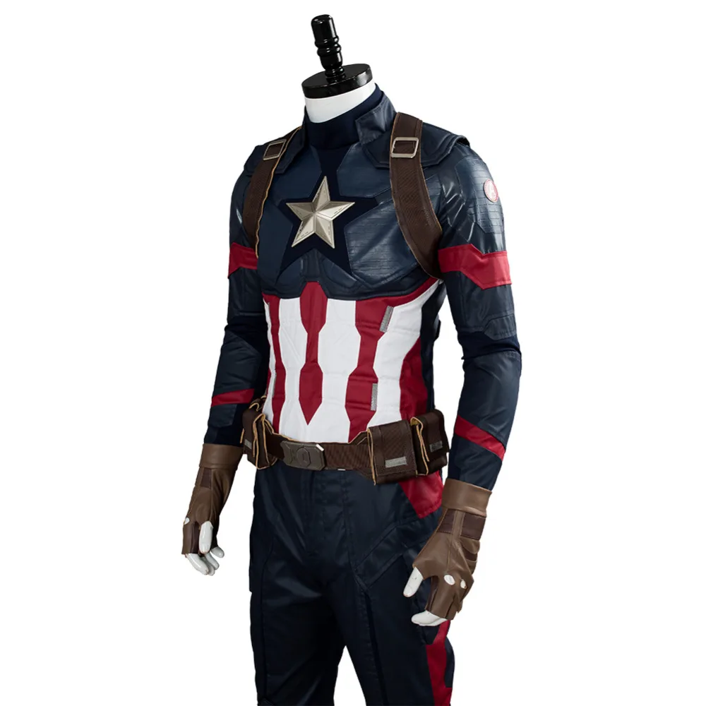 Мстители 4: Endgame Капитан Америка Косплей Костюм Steven Rogers Маскировочная форма Хэллоуин взрослых мужчин полный набор на заказ