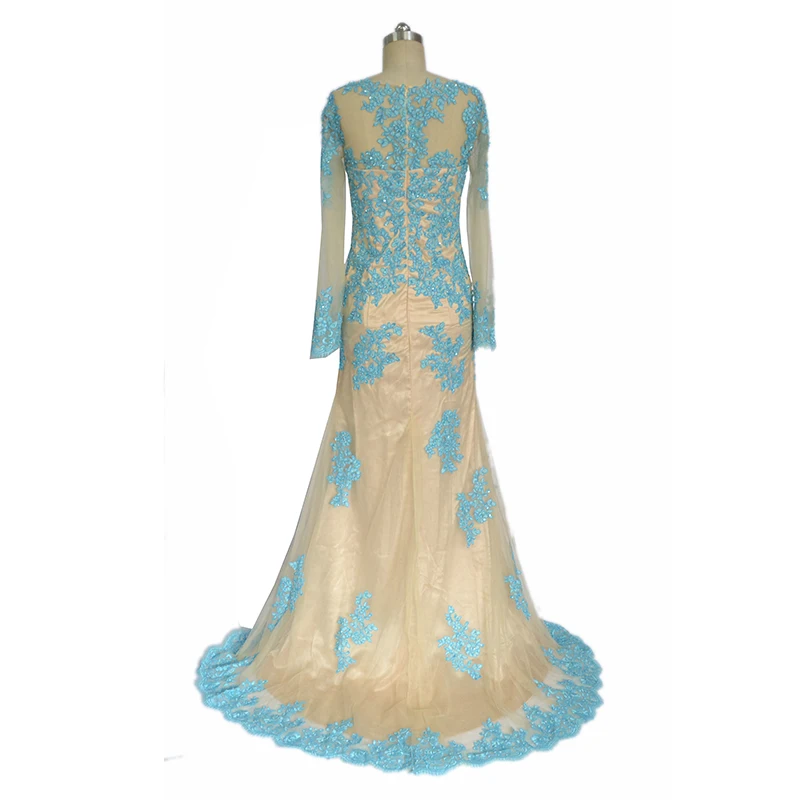 Женское вечернее платье с длинным рукавом Elysemod кружевное О образным вырезом и