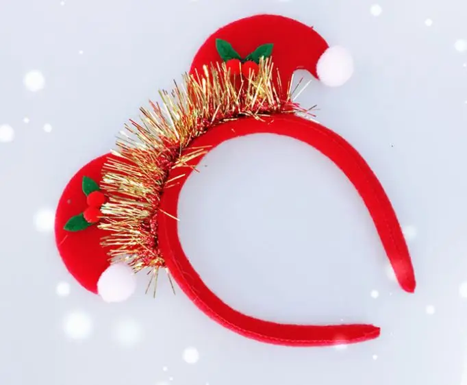 2018 Рождественский Модный золотой Топ красная повязка на голову милые маленькие