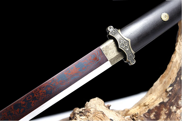 Рукоятка для ковки LongQuan HanJian оружие красное лезвие из дамасской стали черное