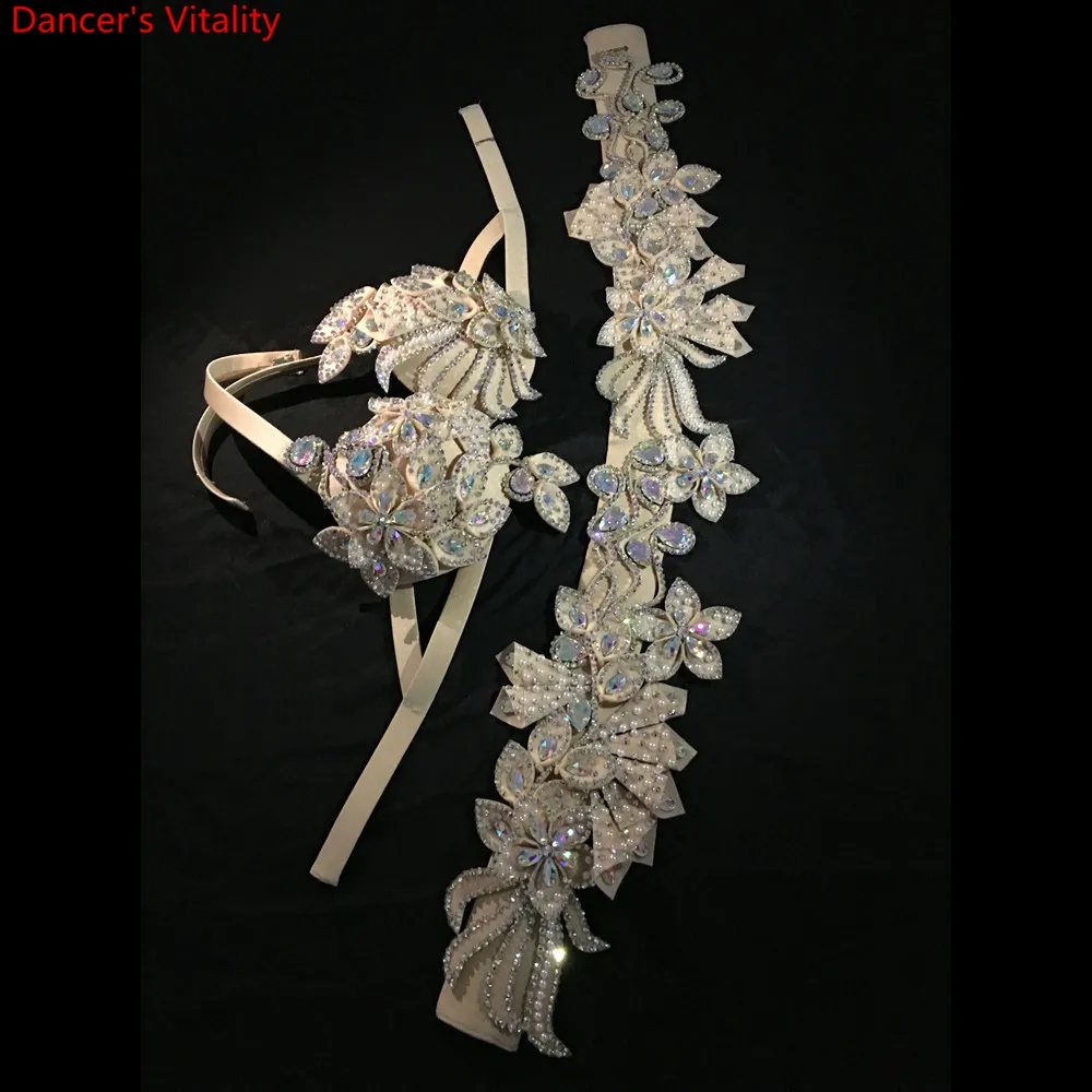 Женский костюм для танца живота комплект из 2 предметов роскошный бюстгальтер со