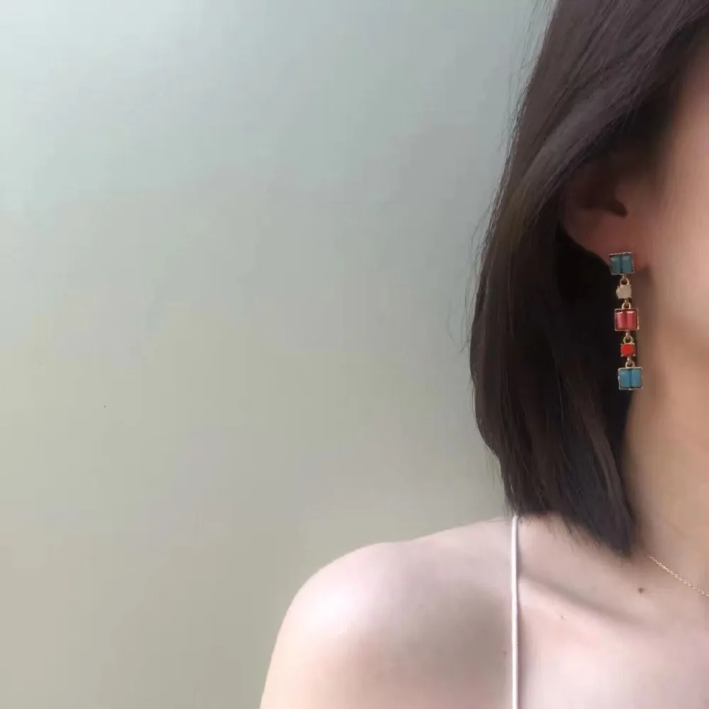 MENGJIQIAO корейские новые винтажные геометрические цветные серьги-гвоздики в виде цветка для женщин модные праздничные Кристальные полимерные серьги Oorbellen