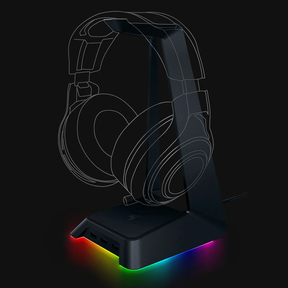 Оригинальная базовая станция razer, подставка для гарнитуры, Chroma RGB с поддержкой 3 usb-хаб, 16,8 миллионов цветовых комбинаций, игровая Подставка для наушников
