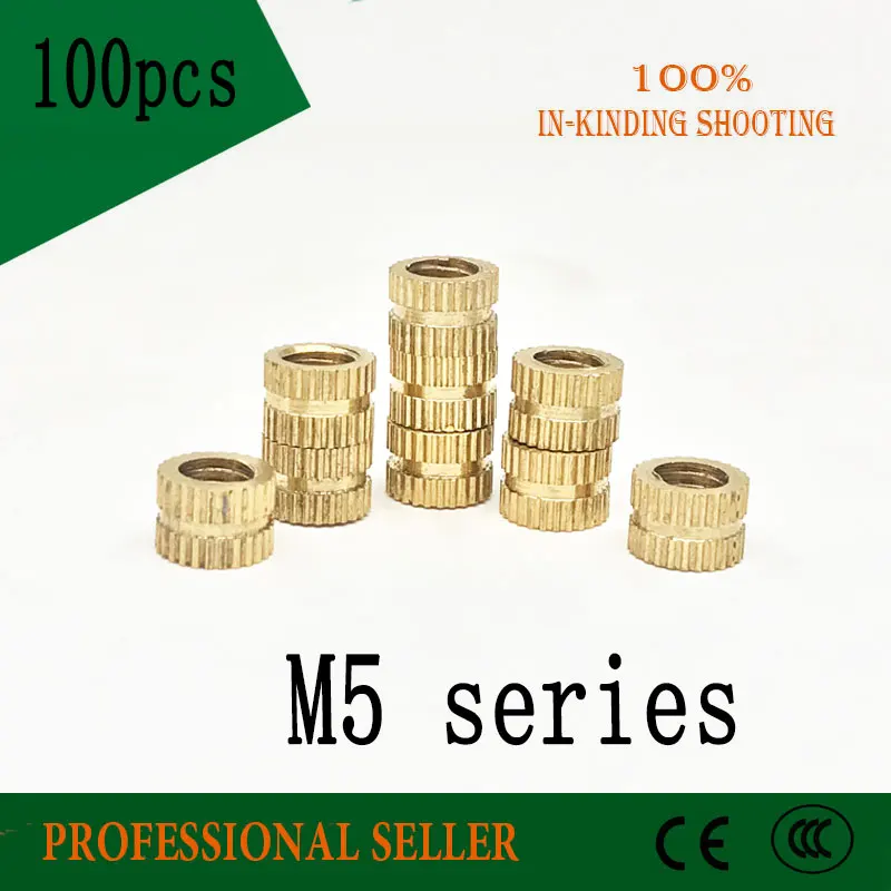 

100pcs M5*7*5/6/8/10/12/16 mm OD 7mm brass copper insert mut embedded copper knurled nut Injection molding machine nut