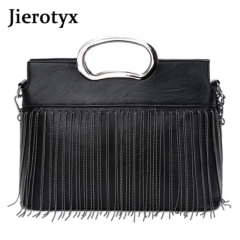 

Сексуальные сумки JIEROTYX с кисточками, сумка из искусственной кожи, женские сумки на плечо, черные сумки через плечо для женщин, роскошная Бре...