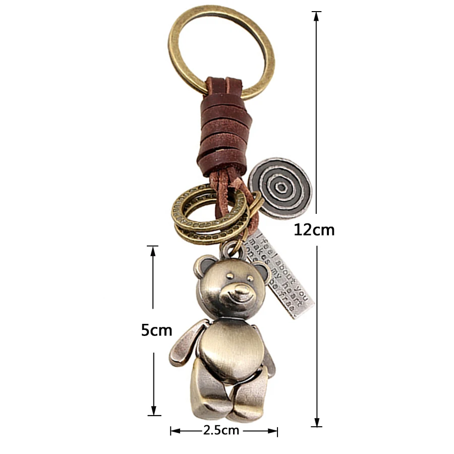 Шарм панк ретро Фантастические звери медведь кожаный брелок кольцо держатель