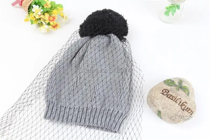 2014 Новое поступление вуаль зима марли вязаная шапка Обувь для девочек шапочка