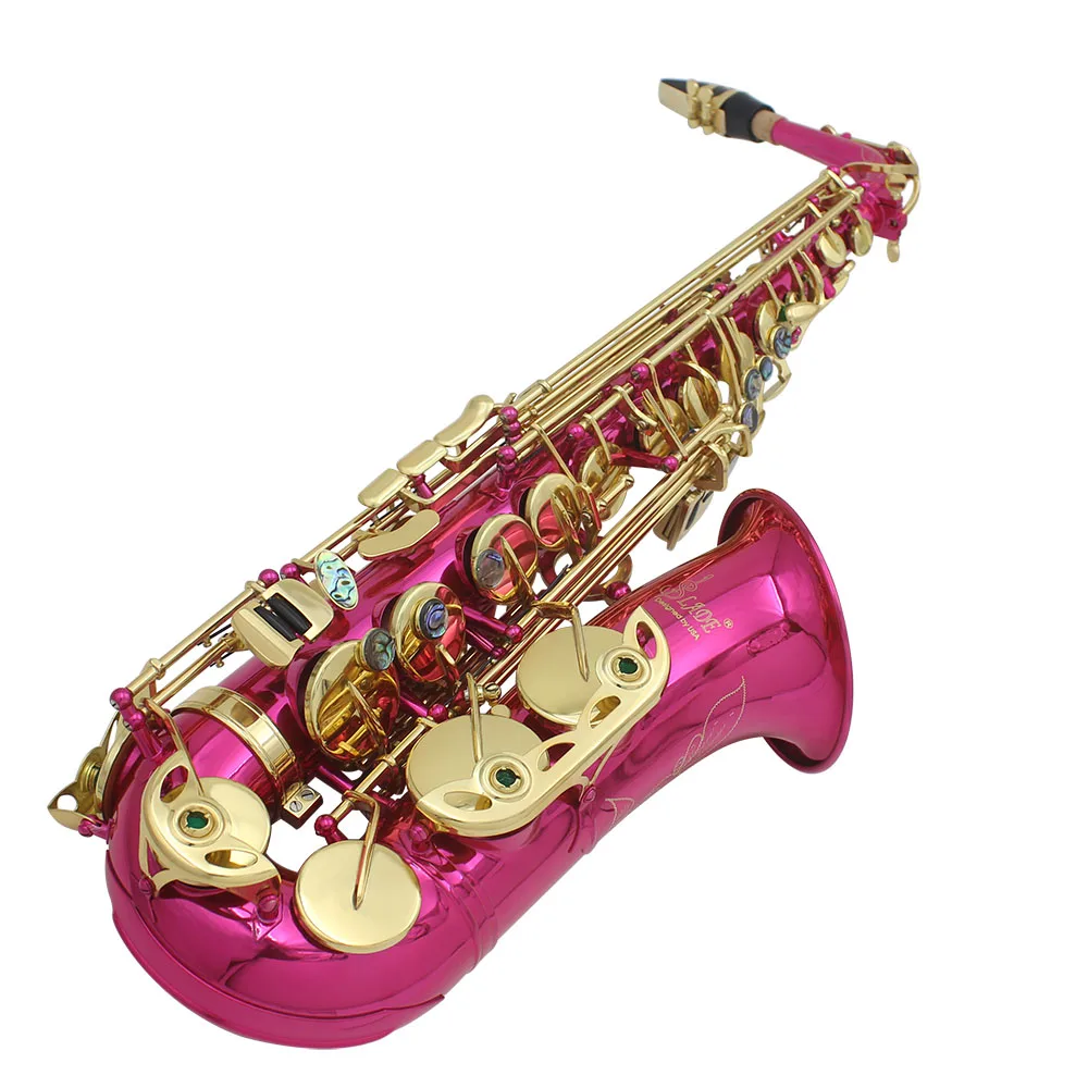 Латунный альт саксофон для саксофона Eb E Flat Sax с гравировкой кнопки оболочки Abalone