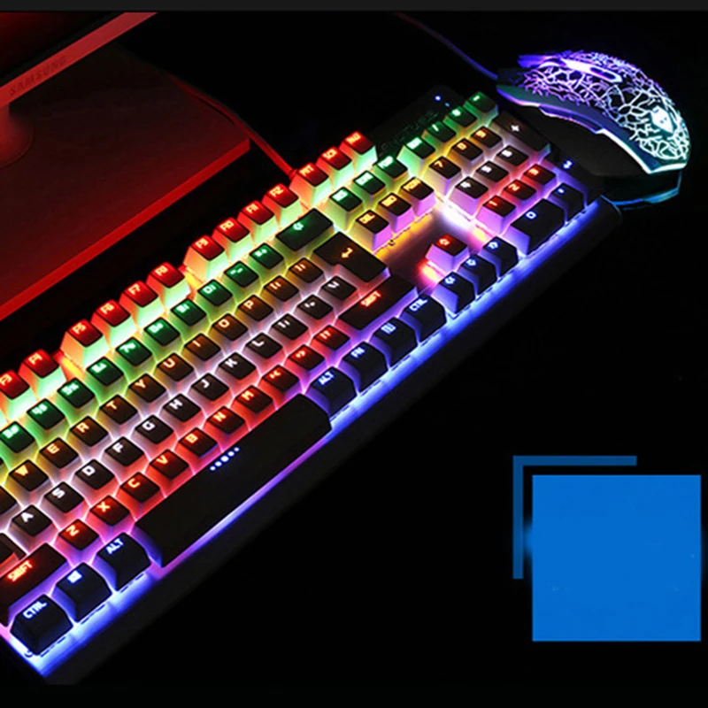 Многоцветная Радужная светодиодная подсветка Механическая USB Проводная игровая