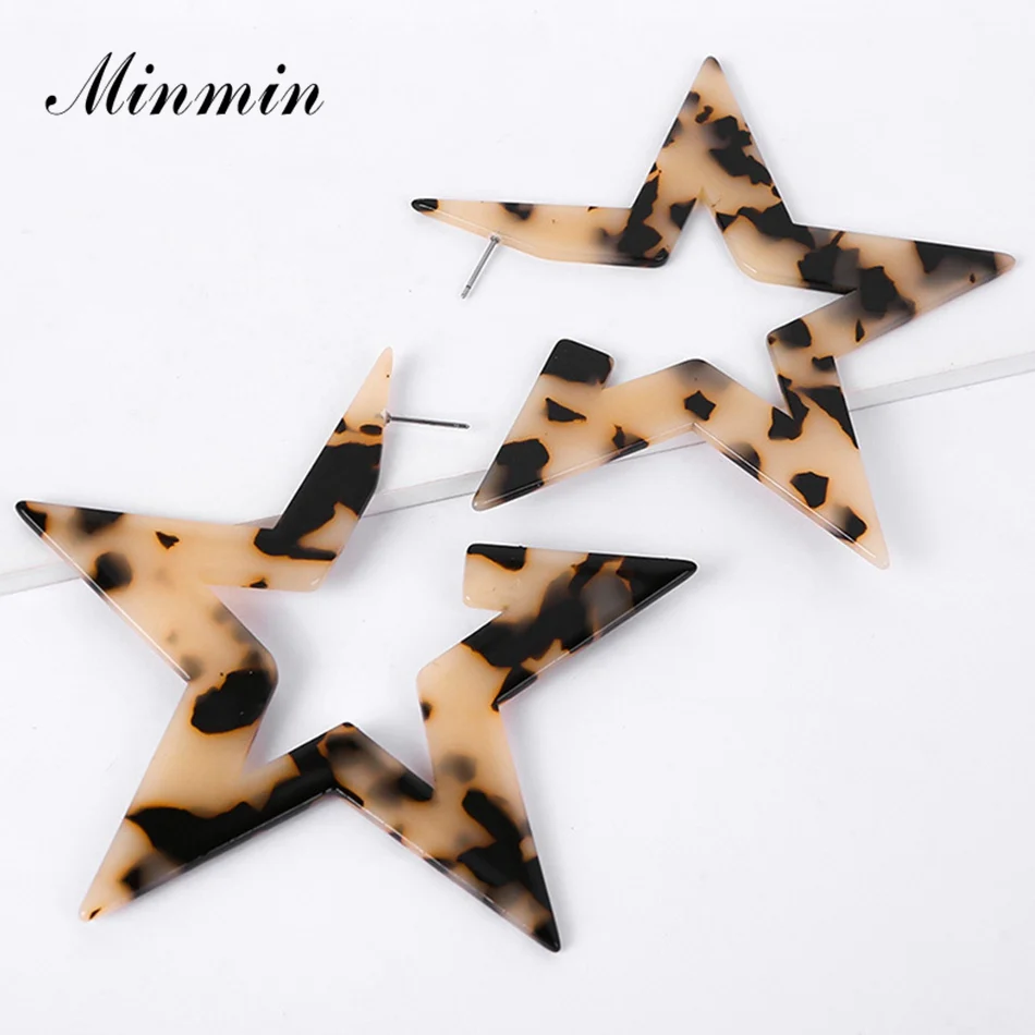 Minmin массивные большие звезды Леопардовый принт Висячие серьги для женщин