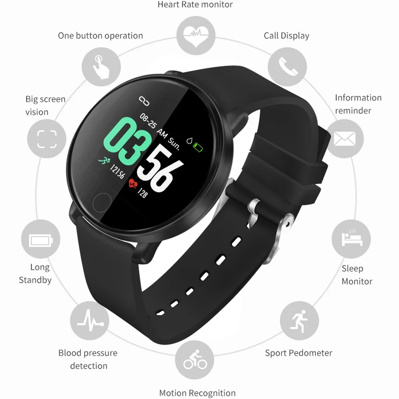 Смарт часы с монитором кровяного давления пульсометром шагомером фитнес