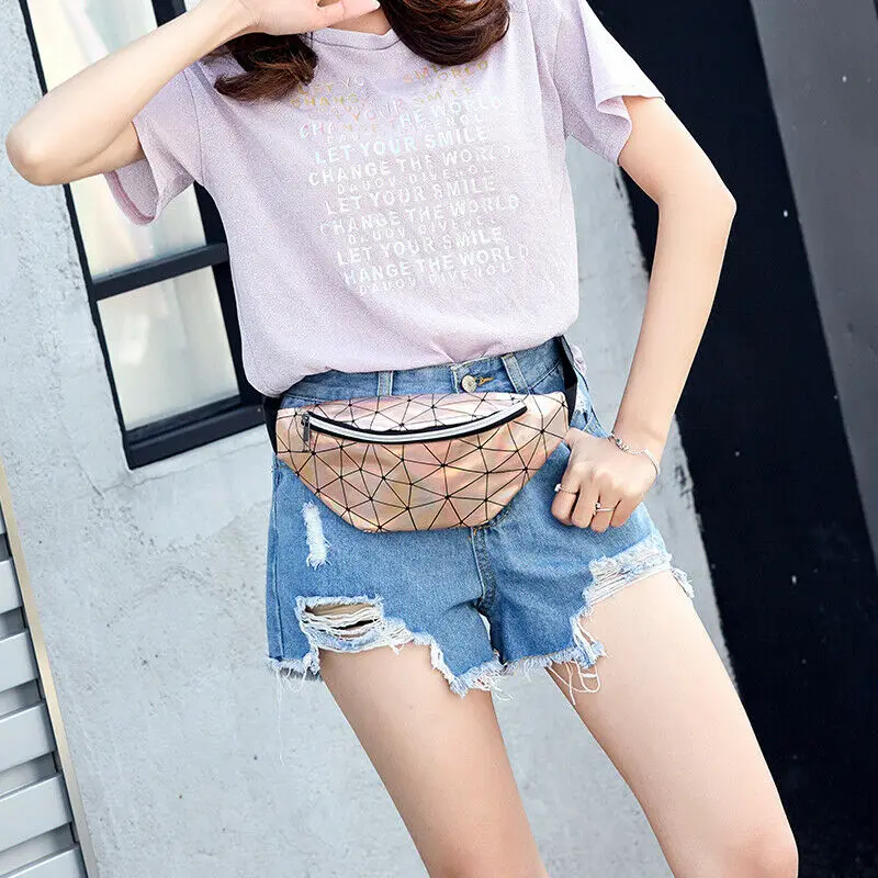 Сумка женская из ПВХ однотонная в клетку прозрачная нагрудная Пляжная дорожная