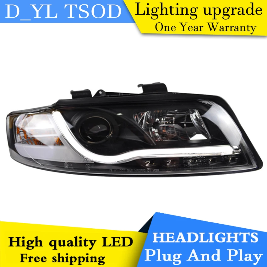 D_YL автомобильный Стайлинг для Audi A4 фары 2003 2004 светодиодный ные DRL линзы с двойным