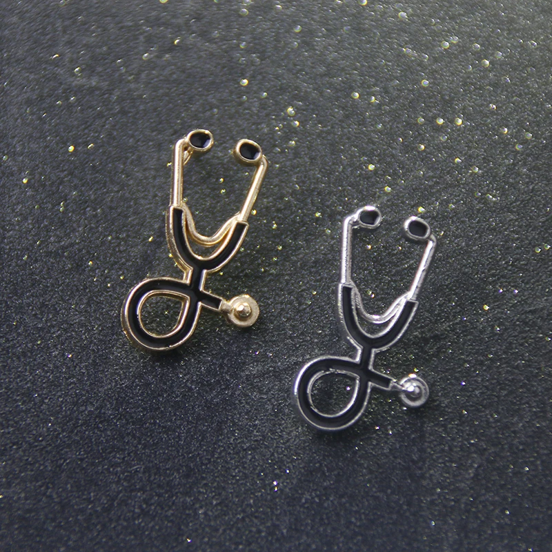 Крошечные металлические брошь в виде стетоскопа на булавке для врач-медсестра