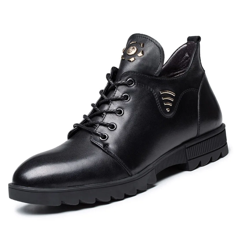 High Quality Men Boots Winter Casual Brand Warm Shoes Genuine Leather Plush Fur Fashion Rivet Martin |