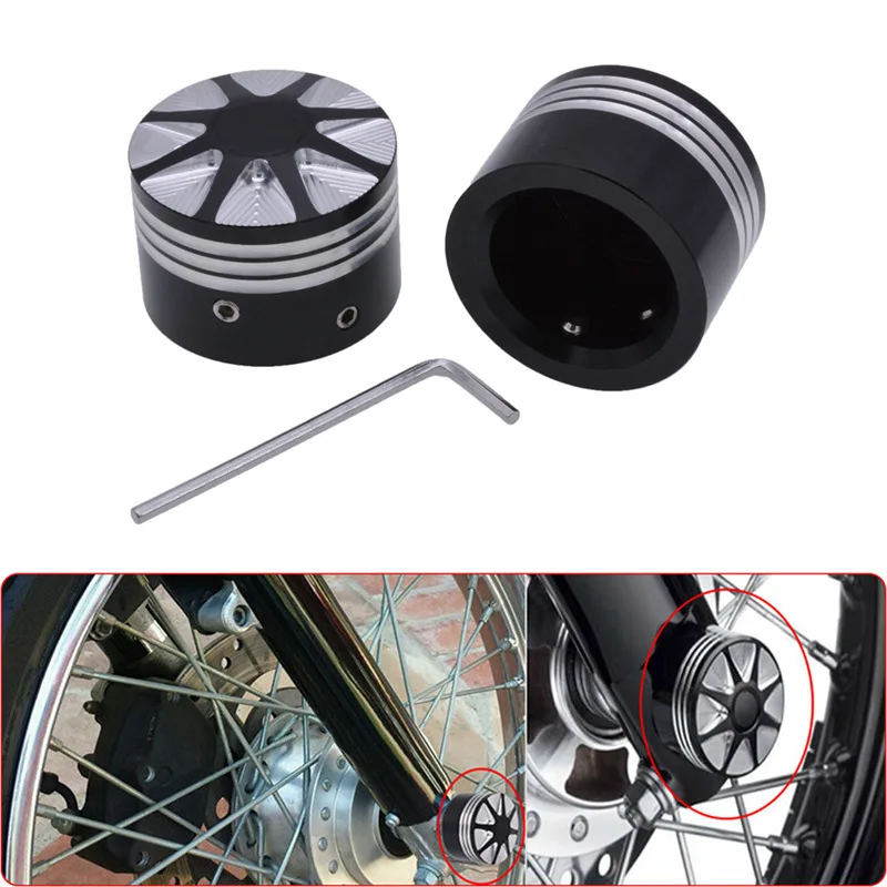 1 пара Черный ЧПУ Стайлинг передняя ось Гайка Крышка Болт для Harley Touring Softail Road King