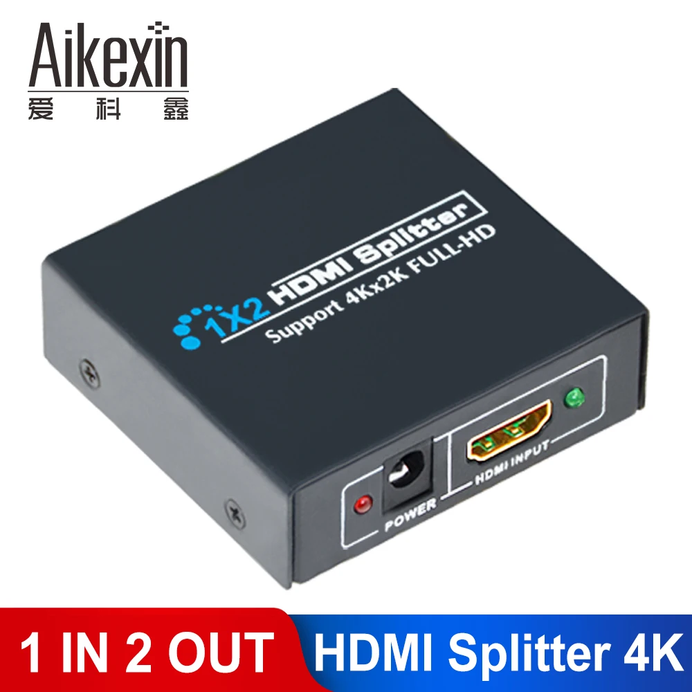 Разветвитель Aikexin 4K UHD HDMI разветвитель 1x2 2 порта HDMI1.4v для видео HDM с внешним