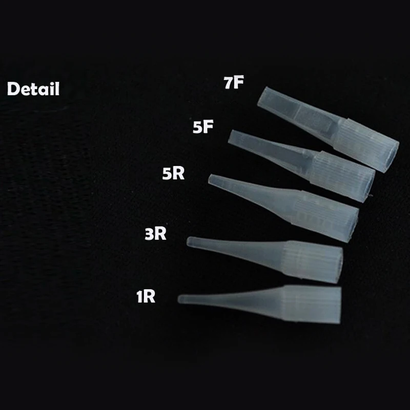 

100pcs Needle Caps White Plastic 1R,3R,5R,5F,7F Size Micro Semi-Permanent makeup tattoo needle tips Beauty Makeup Free Shipping
