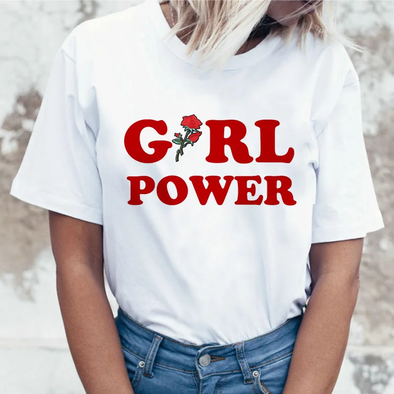 Feminist girl power Feminism, летняя футболка с графическим принтом, топ, harajuku, Женская, футболка, кавайная футболка
