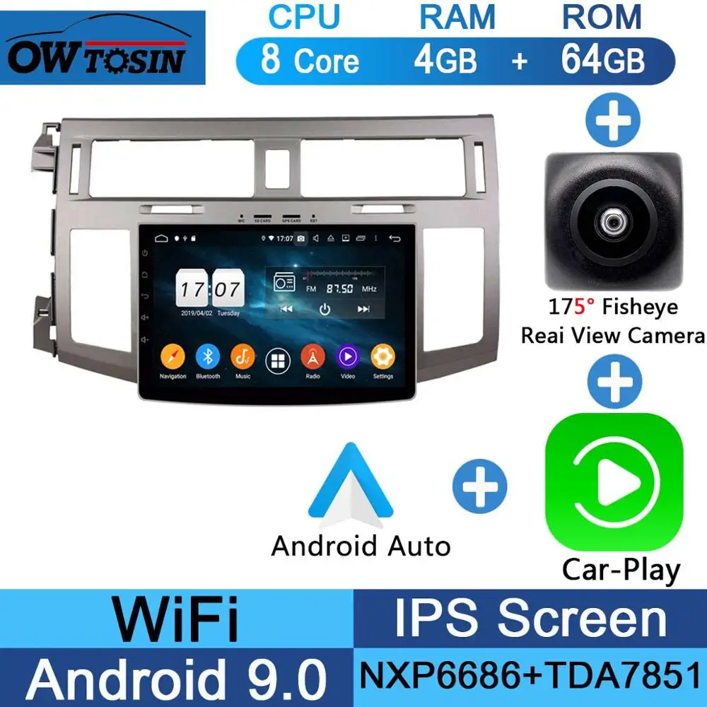 Fisheye Carplay n A " ips 8 Core Android 9,0 4G+ 64G автомобильное радио GPS; Мультимедийный проигрыватель для Toyota Avalon 2006 2007 2008 2009 2010 DSP CarPlay Parrot BT - Цвет: Fisheye Carplay n A
