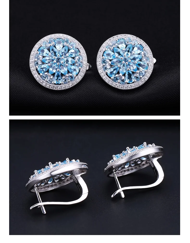 GEM'S BALLET 11.05ct Овальный натуральный Швейцарский украшения с голубым топазом Набор 925 пробы серебряные серьги набор колец для женщин Свадебные ювелирные изделия
