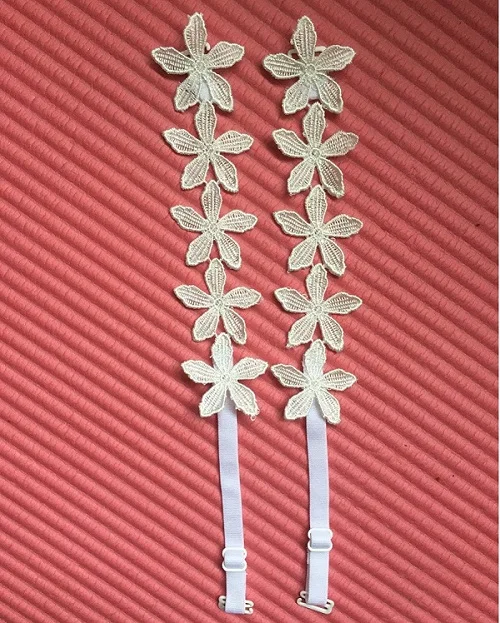 White flower 13 Декоративная большая жемчужина-бабочка бюстгальтер сменные ремешки Нижнее белье Пояс женский бюстгальтер аксессуары плечевые кружевные ремни - Цвет: White flower 13