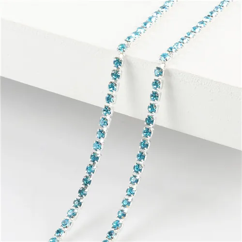 Turquoise 10 м 23 Цвет Пришивные с клеем на 2/2. 5/2. 8/3 мм стразы с плоской задней частью цепи для рукоделия artesanato шитья одежды Декор Аксессуары - Цвет: Turquoise